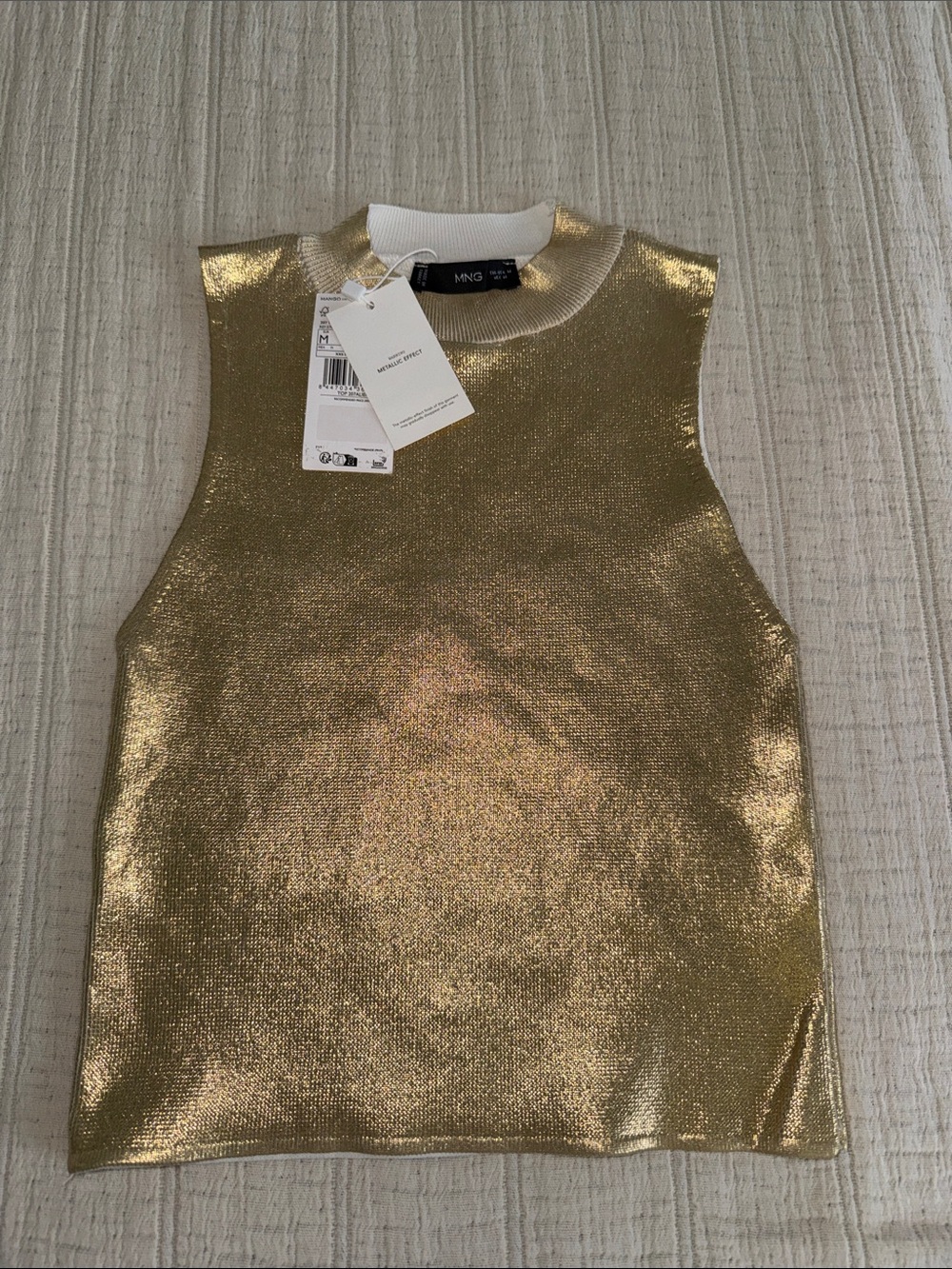 Mango Shimmering Gold Sleeveless Knit Tank